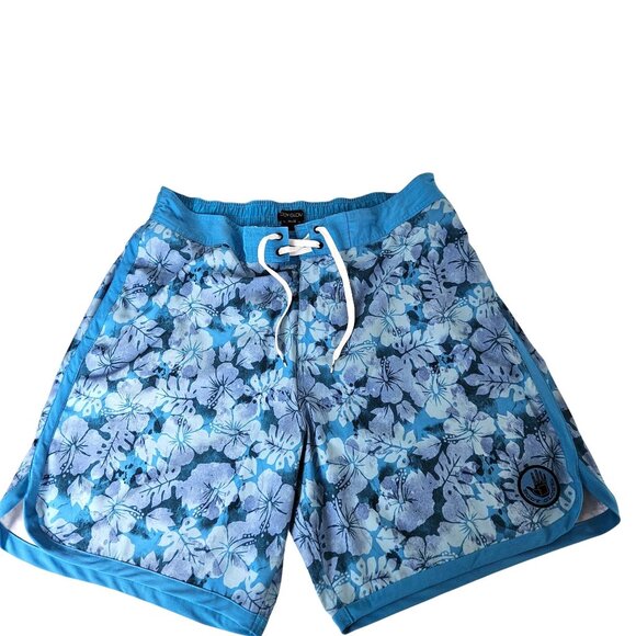 Body Glove Mens XXL/38 Blue Floral Print Board Shorts With Elastic Waist & Draws - Picture 1 of 9